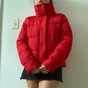 Abercrombie & Fitch red mini puffer